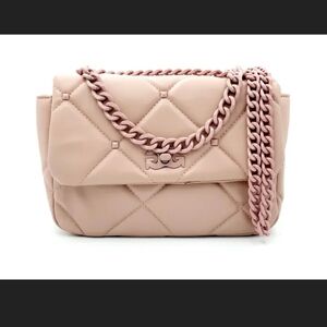 GILDA PARIS “G” Logo Small Quilted Bag with Chain Strap in Blush NWT